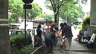 Subtitled Japanese AV star stripped naked in public