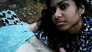 Indian girl Mathumitha fucking her white boyfriend outdoor